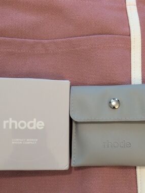RHODE Compact Mirror with Light Gray Snap Pouch